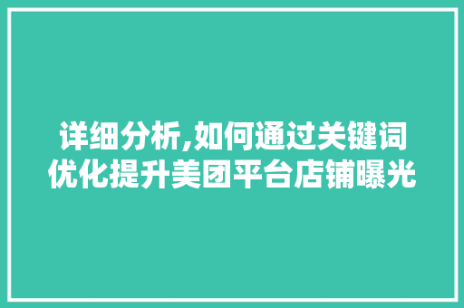 详细分析,如何通过关键词优化提升美团平台店铺曝光率