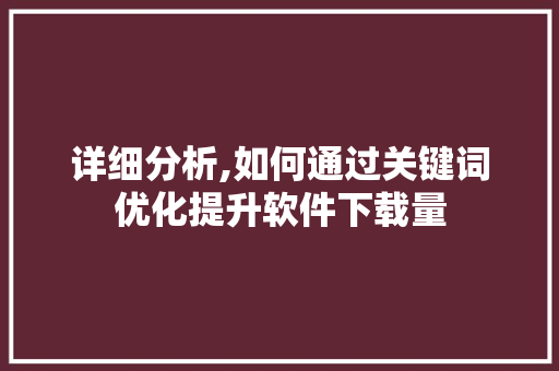 详细分析,如何通过关键词优化提升软件下载量