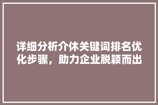 详细分析介休关键词排名优化步骤，助力企业脱颖而出 项目报告