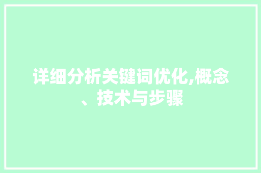详细分析关键词优化,概念、技术与步骤