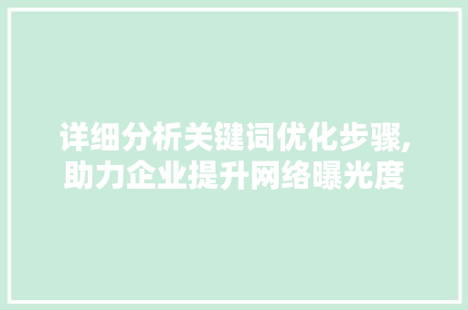 详细分析关键词优化步骤,助力企业提升网络曝光度