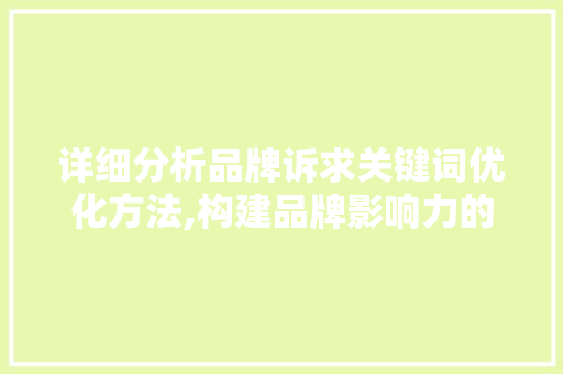 详细分析品牌诉求关键词优化方法,构建品牌影响力的方法