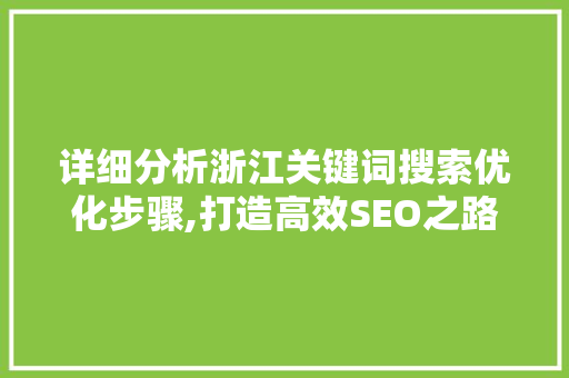 详细分析浙江关键词搜索优化步骤,打造高效SEO之路 网站建设