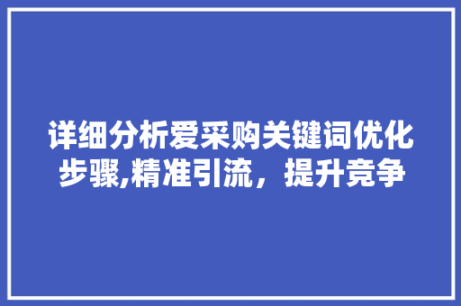 详细分析爱采购关键词优化步骤,精准引流，提升竞争力 后端技术