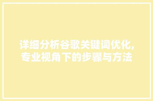 详细分析谷歌关键词优化,专业视角下的步骤与方法 前端技术
