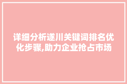 详细分析遂川关键词排名优化步骤,助力企业抢占市场先机 网站建设