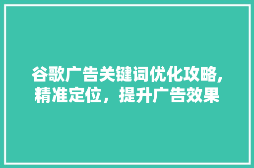 谷歌广告关键词优化攻略,精准定位，提升广告效果