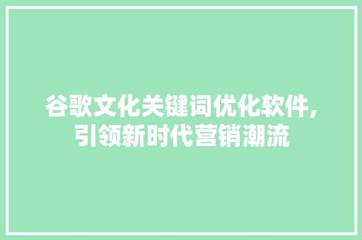 谷歌文化关键词优化软件,引领新时代营销潮流 缓存Redis