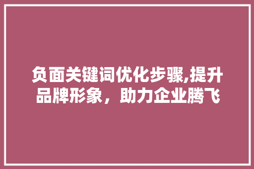 负面关键词优化步骤,提升品牌形象，助力企业腾飞