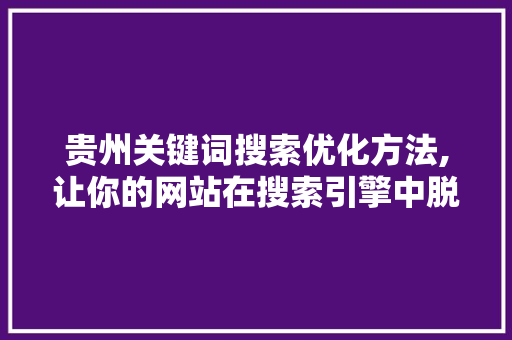贵州关键词搜索优化方法,让你的网站在搜索引擎中脱颖而出