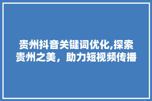贵州抖音关键词优化,探索贵州之美，助力短视频传播 前端技术