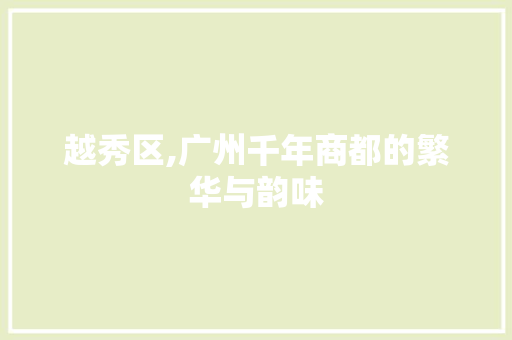 越秀区,广州千年商都的繁华与韵味