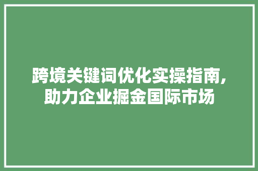 跨境关键词优化实操指南,助力企业掘金国际市场