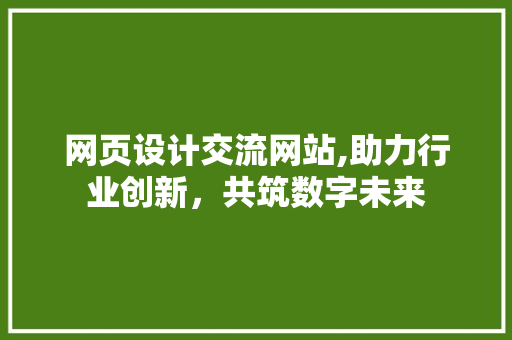 网页设计交流网站,助力行业创新，共筑数字未来 网站建设