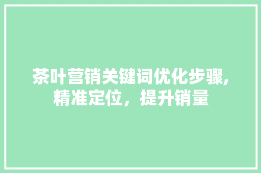 茶叶营销关键词优化步骤,精准定位，提升销量