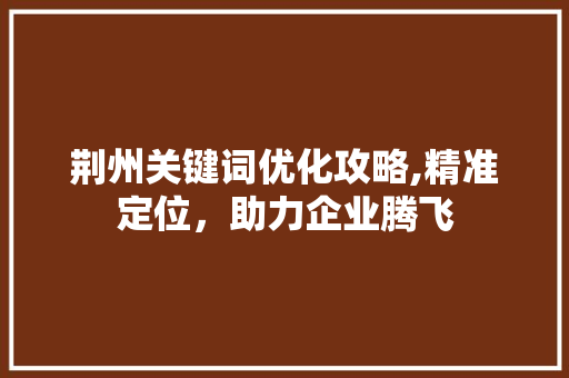 荆州关键词优化攻略,精准定位，助力企业腾飞