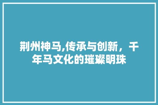 荆州神马,传承与创新，千年马文化的璀璨明珠