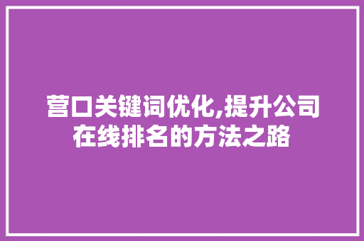 营口关键词优化,提升公司在线排名的方法之路