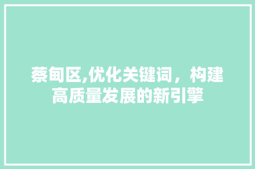 蔡甸区,优化关键词，构建高质量发展的新引擎