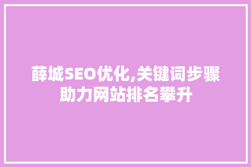 薛城SEO优化,关键词步骤助力网站排名攀升