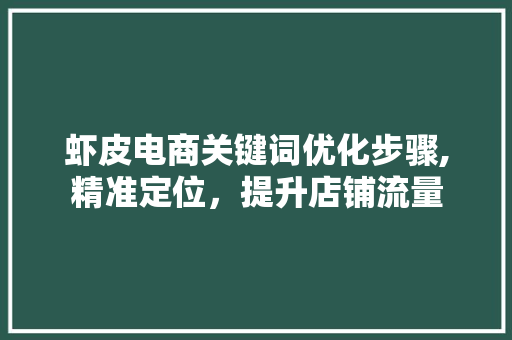 虾皮电商关键词优化步骤,精准定位，提升店铺流量