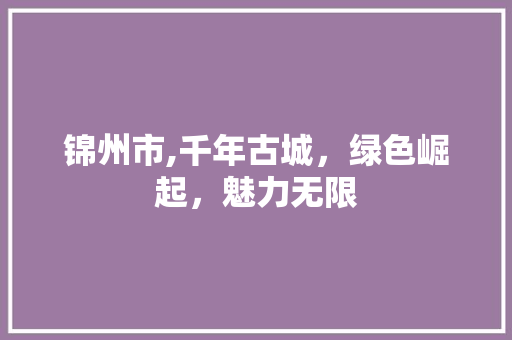 锦州市,千年古城，绿色崛起，魅力无限