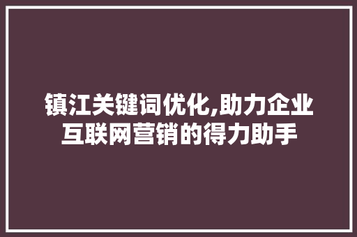 镇江关键词优化,助力企业互联网营销的得力助手