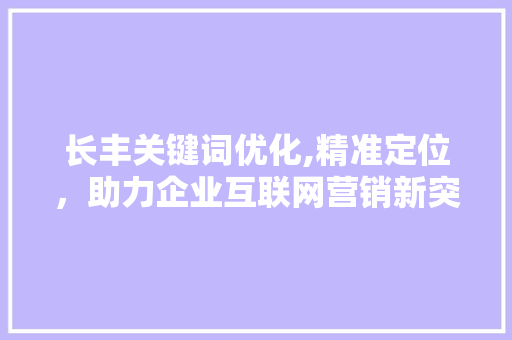 长丰关键词优化,精准定位，助力企业互联网营销新突破
