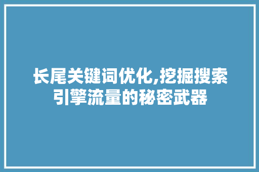 长尾关键词优化,挖掘搜索引擎流量的秘密武器