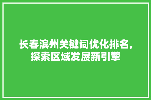 长春滨州关键词优化排名,探索区域发展新引擎