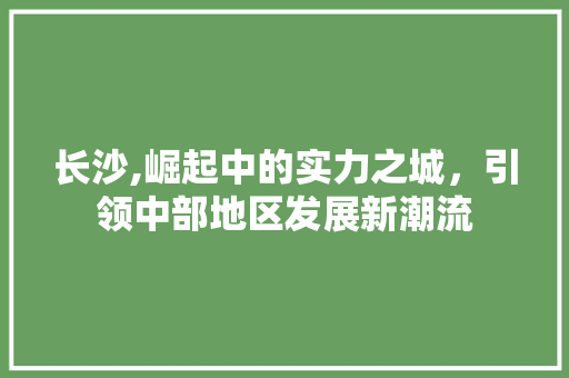 长沙,崛起中的实力之城，引领中部地区发展新潮流