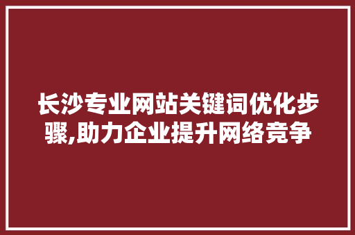 长沙专业网站关键词优化步骤,助力企业提升网络竞争力