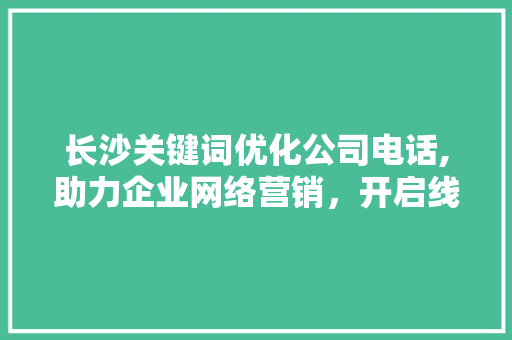 长沙关键词优化公司电话,助力企业网络营销，开启线上增长新篇章