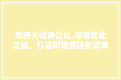 阜新关键词优化,探寻优化之强，打造网络营销新篇章