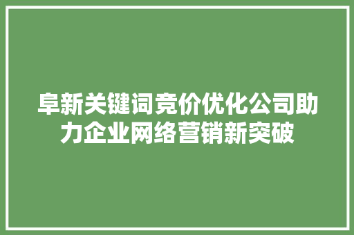 阜新关键词竞价优化公司助力企业网络营销新突破