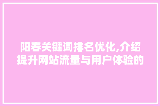 阳春关键词排名优化,介绍提升网站流量与用户体验的方法