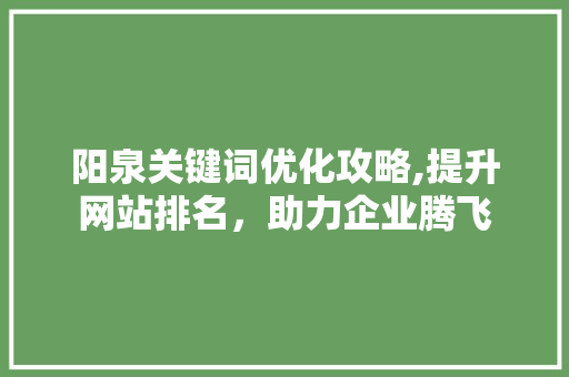 阳泉关键词优化攻略,提升网站排名，助力企业腾飞