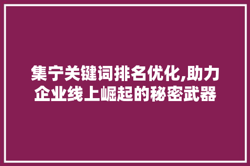 集宁关键词排名优化,助力企业线上崛起的秘密武器