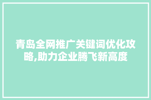 青岛全网推广关键词优化攻略,助力企业腾飞新高度