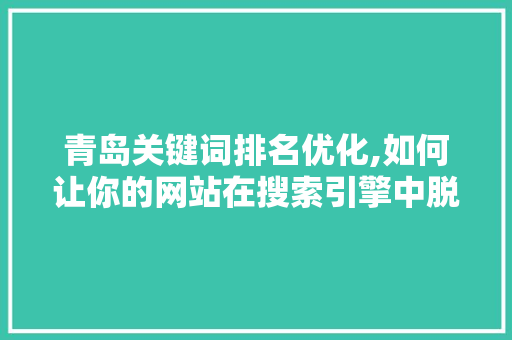 青岛关键词排名优化,如何让你的网站在搜索引擎中脱颖而出