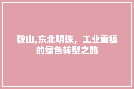 鞍山,东北明珠，工业重镇的绿色转型之路