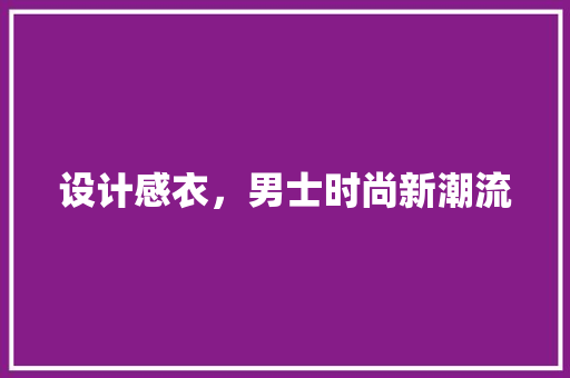 设计感衣，男士时尚新潮流 项目报告