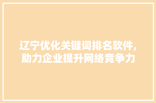 辽宁优化关键词排名软件,助力企业提升网络竞争力