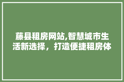 藤县租房网站,智慧城市生活新选择，打造便捷租房体验