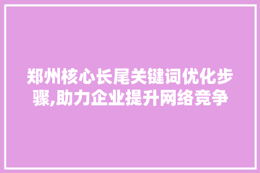 郑州核心长尾关键词优化步骤,助力企业提升网络竞争力