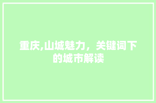 重庆,山城魅力，关键词下的城市解读