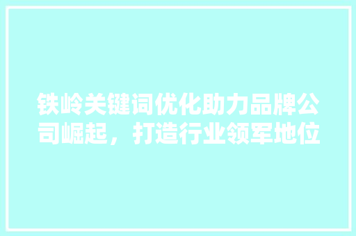 铁岭关键词优化助力品牌公司崛起，打造行业领军地位
