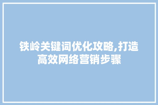 铁岭关键词优化攻略,打造高效网络营销步骤