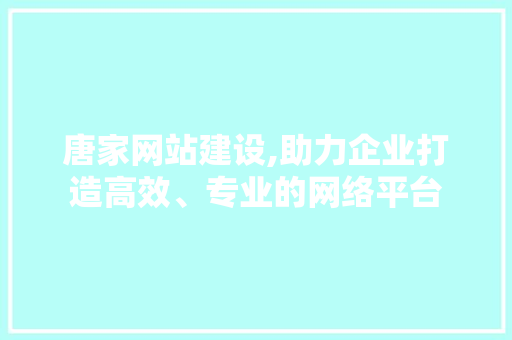 唐家网站建设,助力企业打造高效、专业的网络平台