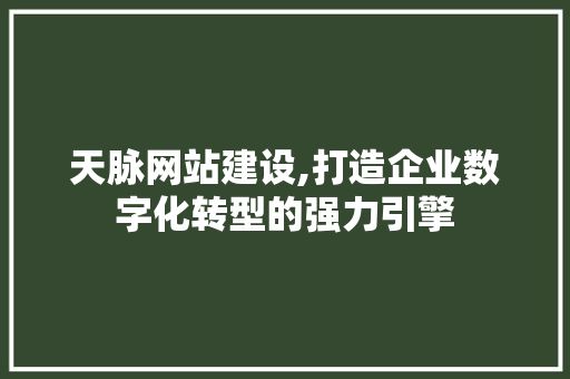 天脉网站建设,打造企业数字化转型的强力引擎